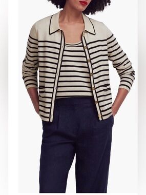 Boden Liz Stripe Collar Cardigan Size L
